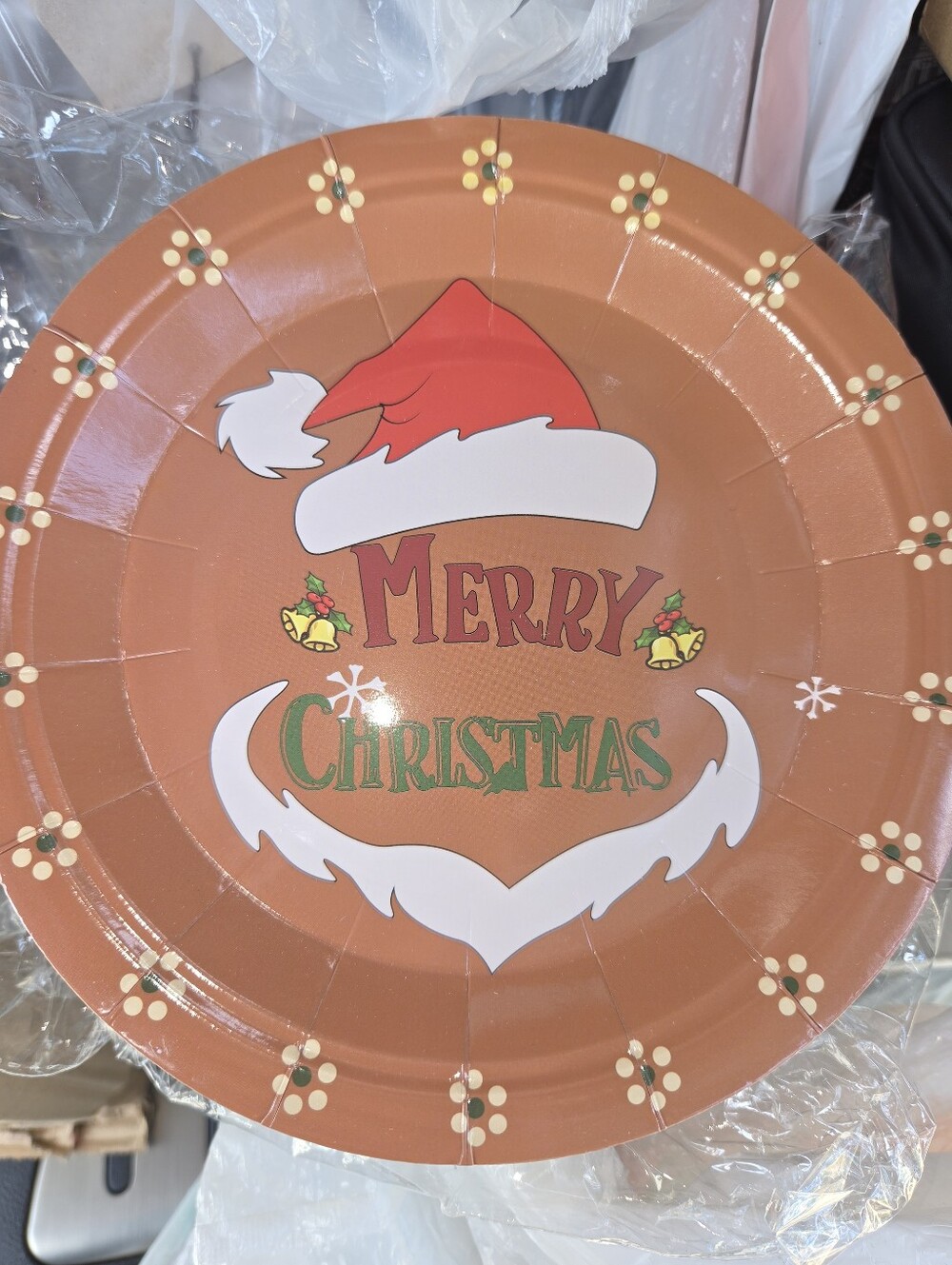 Merry Christmas Red Santa Paper Party Plates - 100
